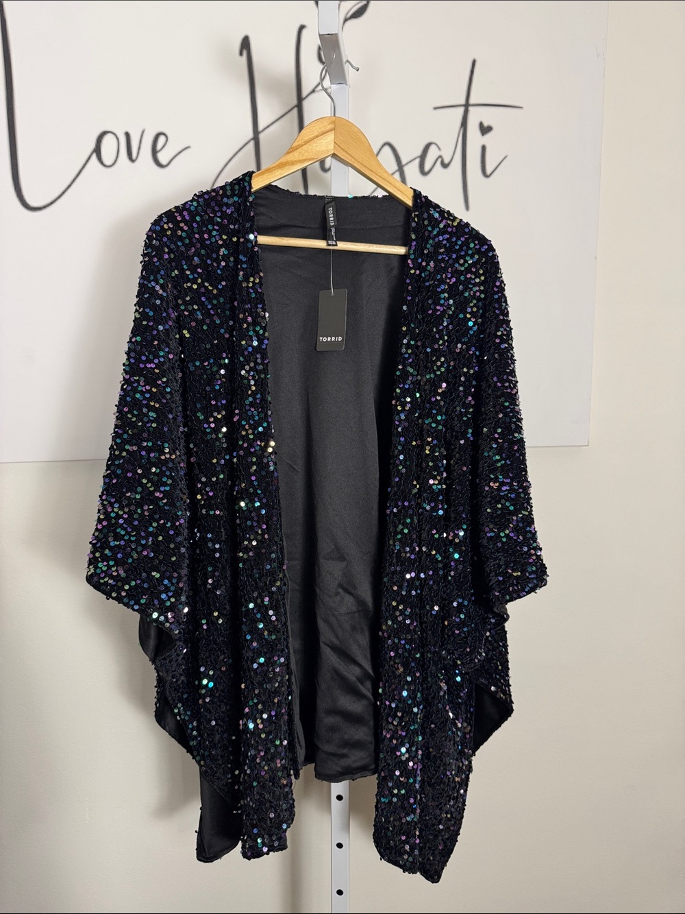 Torrid Iridescent Sequin Open-Front Kimono One Size Plus Size Mermaidcore NWT